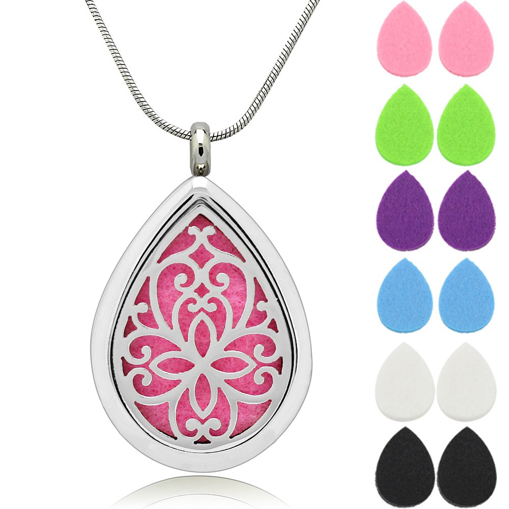 Essential Oils Diffuser Necklace Lademayh 30mm Stainless