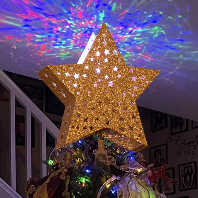 EAMBRITE Christmas Tree Topper, Star Tree Topper with Rotating Colorful