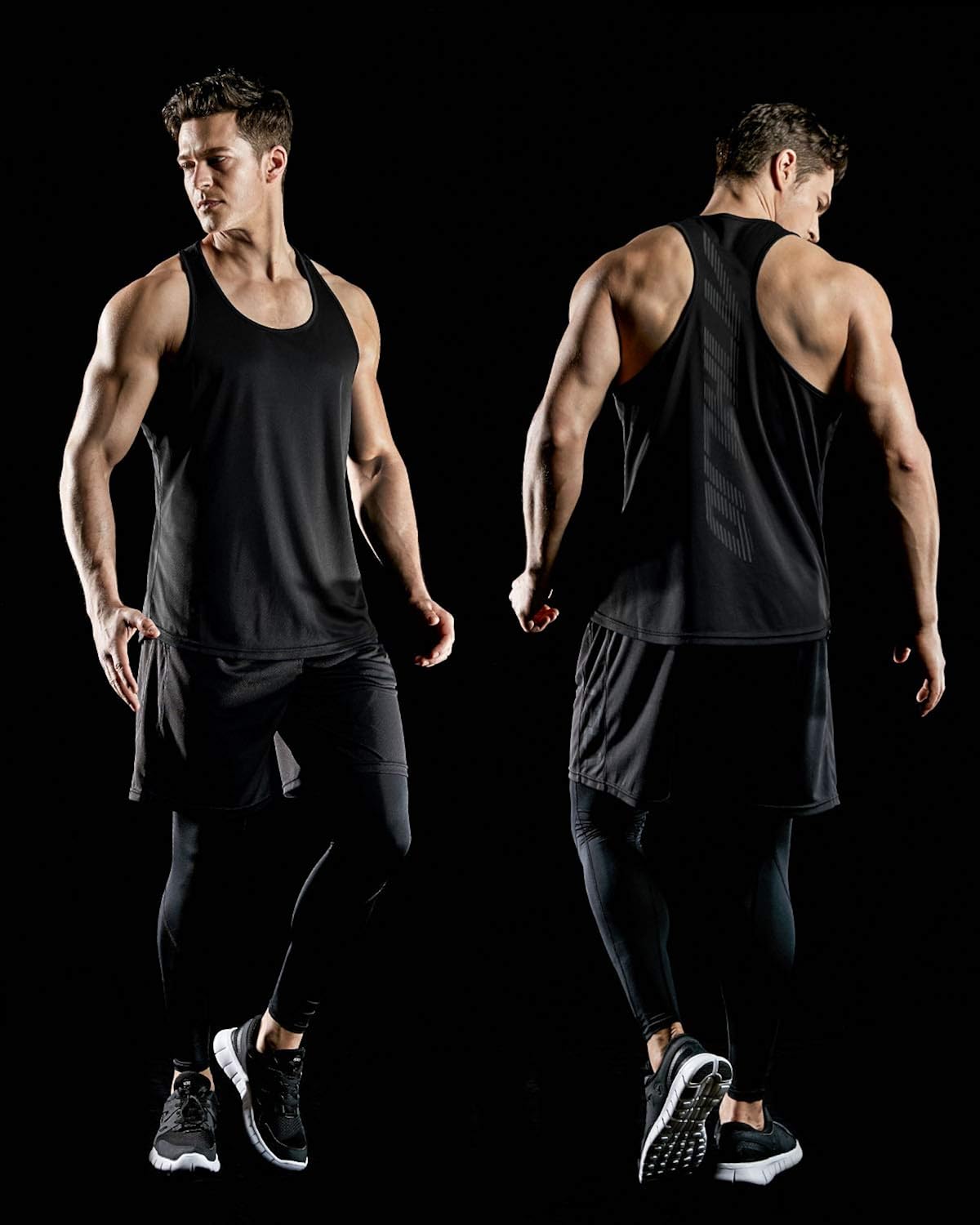 ATHLIO 3 Pack Men's Dry Fit Muscle Workout Tank Tops, Y-Back Bodybuilding Gym Shirts, Athletic Fitness Tank Top: Clothing