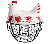 Kitchen Storage Metal Wire Egg Basket with Ceramic