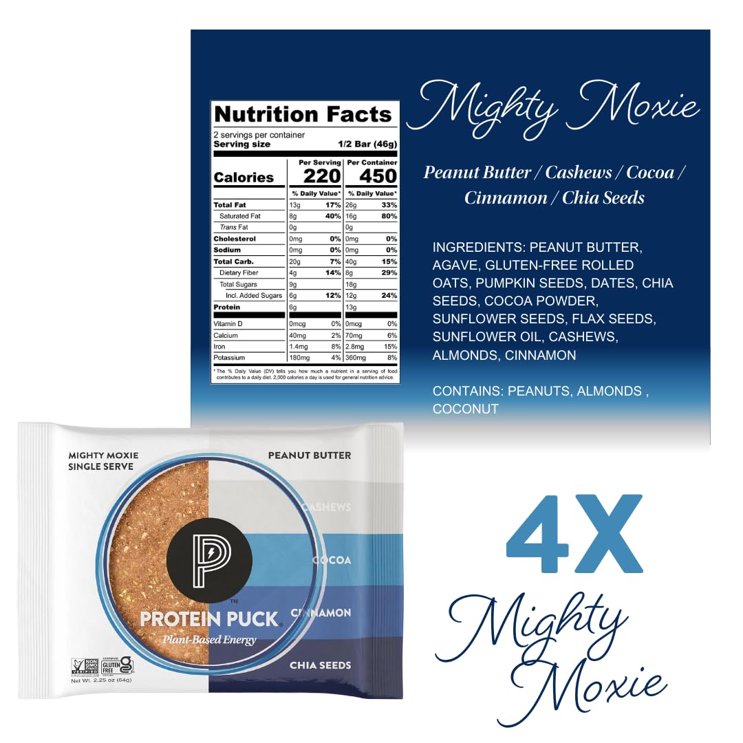 Protein Puck Plant Based Bars | Snacks with Vegan Protein | 16 Count | 3.25 oz Full Size | Gluten Free, Non Dairy, Kosher Certified Non GMO Premium Healthy Bars | Variety Pack