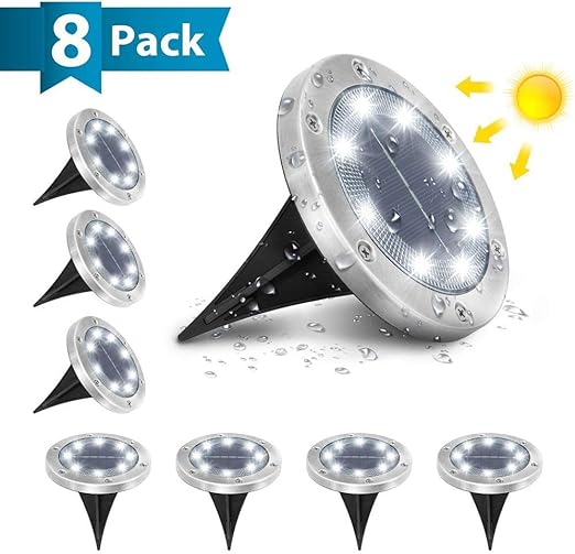 Solar-Bodenbeleuchtung ， Scheibenbeleuchtung Solarbetriebene 8 LED