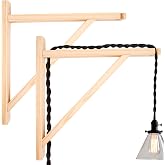 2 Pack Wall Mount Natural Wood Bracket Solid Bracket Shelf Supports Kits for Sconces Pendant Lights Swag Lamps Lighting Lamps Hanging Farmhouse Design DIY Project with Screws