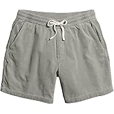 JEMLDL Men's Corduroy Shorts 5 Inch Inseam Drawstring Elastic Waist Lightweight Casual Summer Beach Shorts with Pocket