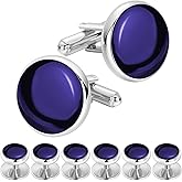 HAWSON Men’s Cufflinks and Tuxedo Studs Set with Gift Box; Men’s Jewelry or Accessories Suitable for Black Suit White Shirts Vest and Red Bow tie on Wedding or Anniversary and Birthday