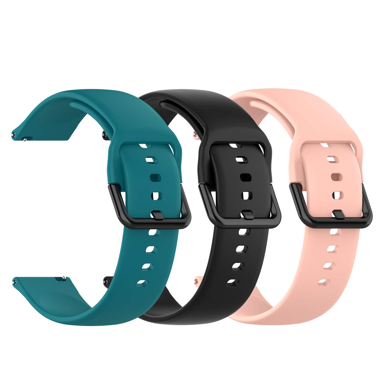 Chofit Strap Compatible with Popglory P22 Straps, Soft Silicone Sport Bands Quick Release Replacement Wristband Band Armband for Popglory P22 Smartwatch (Small, Black+Pink+Green)