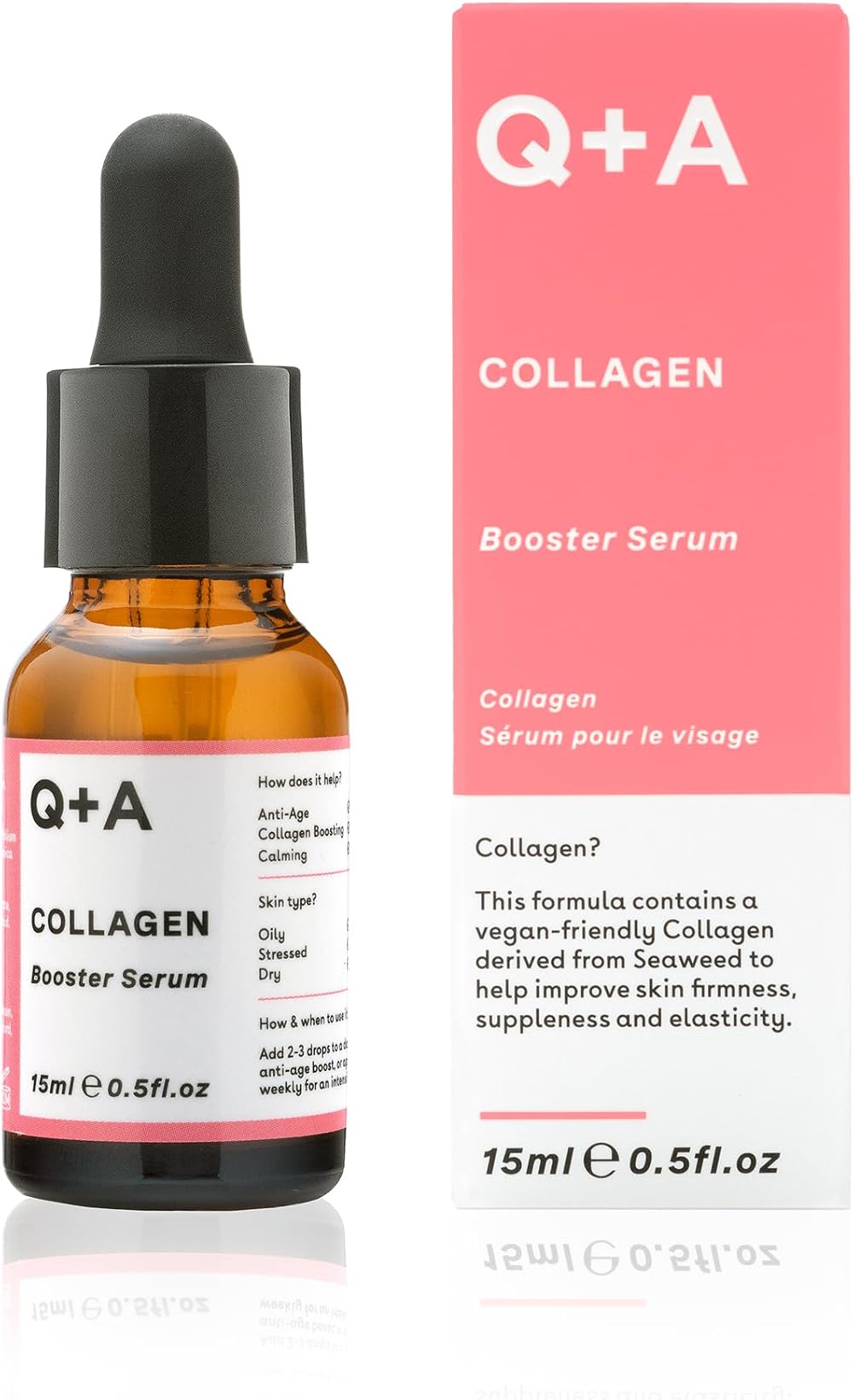 Q+A Collagen Booster Serum 15ml – Plant-Based, Algae Extracts, Vegan Cruelty