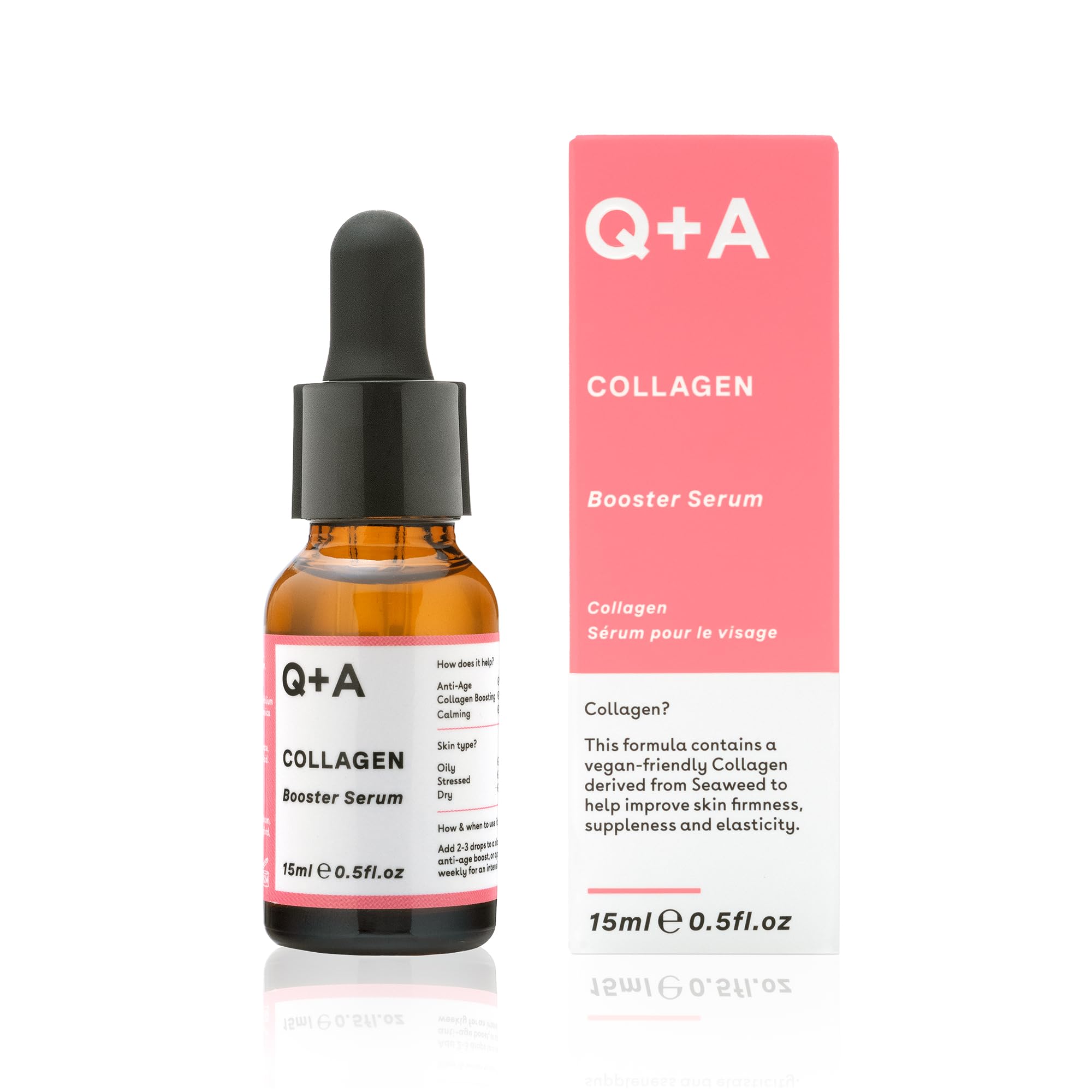 Q+A Collagen Booster Serum (15ml), Collagen Face Serum, Skincare with Algae Extracts, Smooths, Plumps & Hydrates, Vegan & Cruelty Free, For All Skin Types