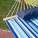 Lazy Daze Hammocks 12 FT Quilted Fabric Double Hammock with Spreader Bars and Detachable Pillow, 450lbs Weight Capacity, Mixed Blue Stripes