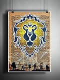 World of warcraft ALLIANCE art print, the Alliance symbol on dictionary page