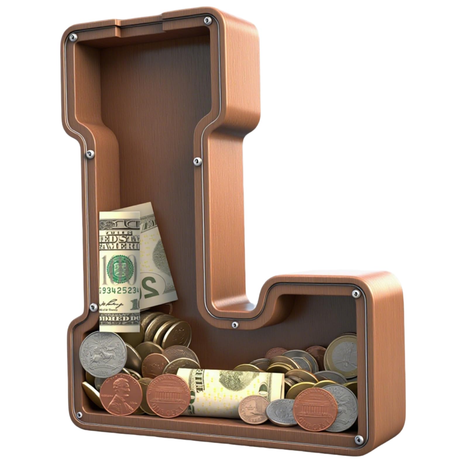 UBeesize 12in Extra Large Wooden Piggy Bank,Letter Piggy Bank for Boys Girls,Money Coin Bank for Kids,Christmas,Birthday,Children“s Gift and Home Office Decoration（L） Image