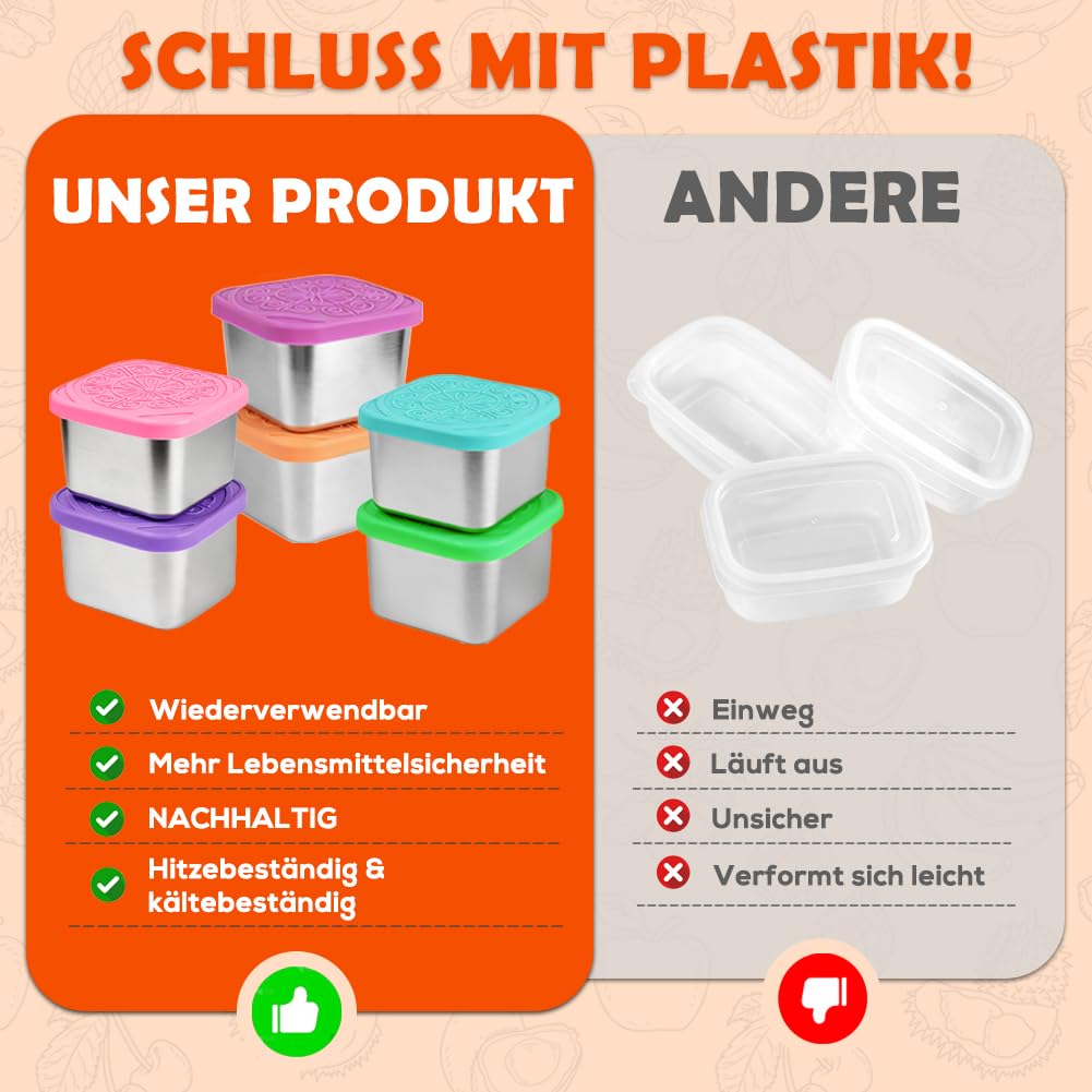 YQL Edelstahl Snackboxen mit Silikondeckel für Lunch, Reise und unterwegs 4