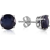 14k Solid White Gold Once Upon A Love 3.3 Carat Blue Round Brilliant Cut Sapphire Stud Earrings