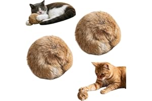Liahelianx Handmade Rabbit Fur Ball Cat Toy with Catnip - Soft,Fluffy Pom Pom for Chasing & Kicking,Interactive Play for Indo