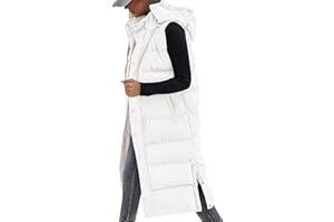 BTFBM Long Puffer Vest Women Quilted Hooded Button Down Zip Up Sleeveless Vests Outerwear Padded Jacket Fall Winter Coat