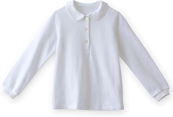 Amazon キャサリンコテージ Catherine Cottage 女の子用 丸襟 長袖 白ポロシャツ スクールポロ 110cm ホワイト Tak ポロシャツ 通販