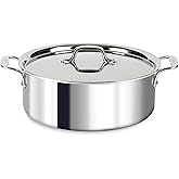 All-Clad D3 3-Ply Stainless Steel Stockpot 6 Quart Induction Oven Broiler Safe 600F Pots and Pans, Cookware Silver