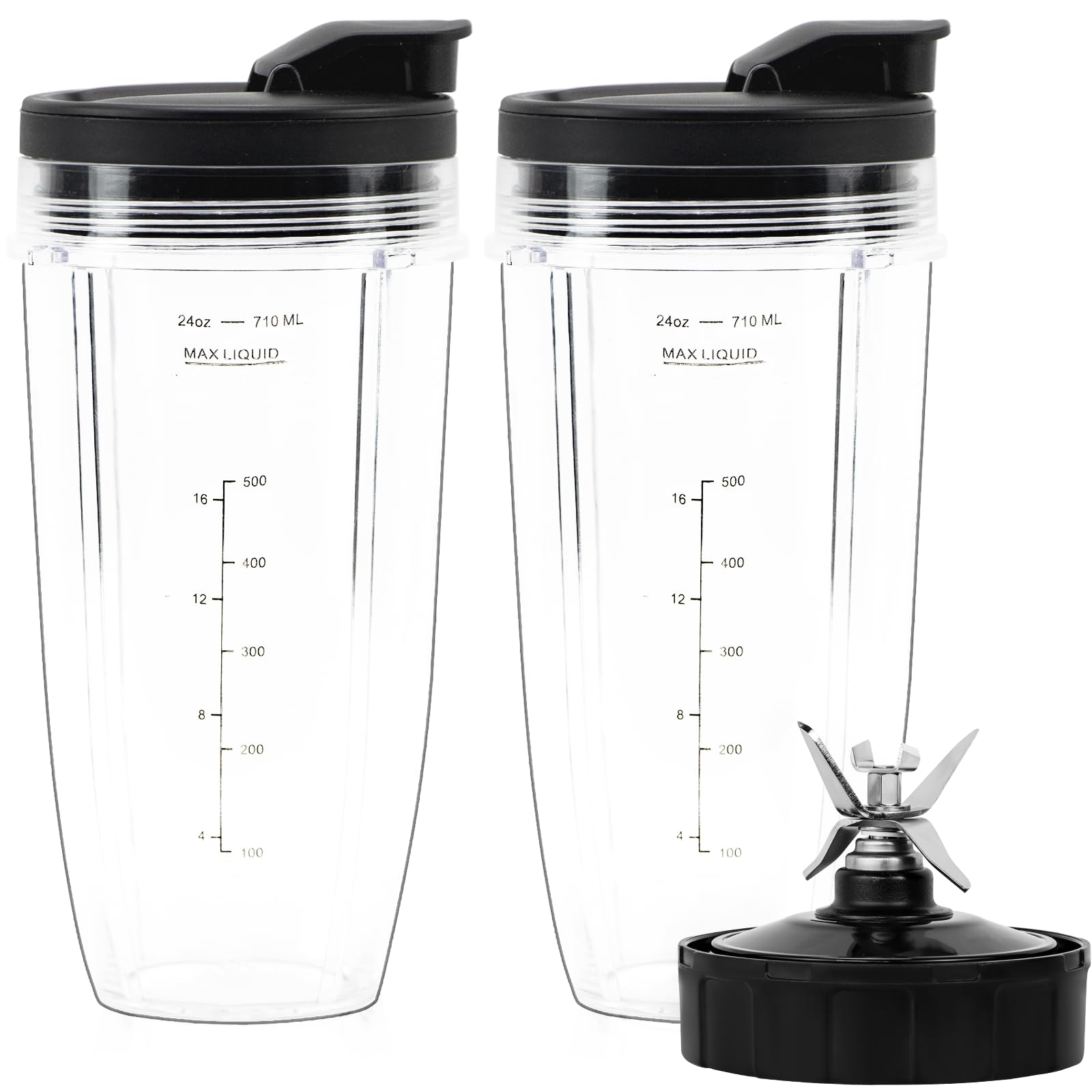 Photo 1 of Funmit Blender Replacement Parts Fit for Ninja, 24oz with 7 Fins Blades & Seal Lid Fit for Nutri Ninja SS151 BL480 BL482 BL642 NN102 BL682 (2-pack)