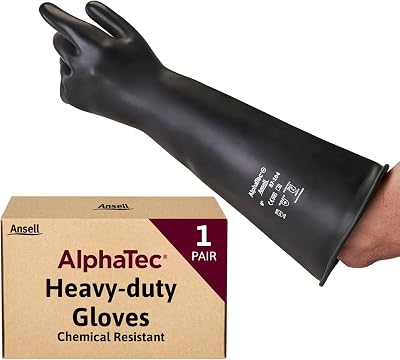 Ansell AlphaTec 87-104 Chemical Resistant Latex Gloves X-Large 43cm Cuff