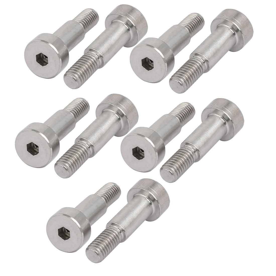 Sourcingmap 10pcs 304 Stainless Steel Hex Socket Shoulder Bolt 6mm Shoulder Dia 12mm Shoulder Length M5 Thread