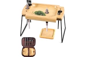 SafeDelux Foldable Wooden Rolling Tray Set with Cone Loader, Cone Filler - Rolling Tray with Cone Loader, Complete Rolling Tr