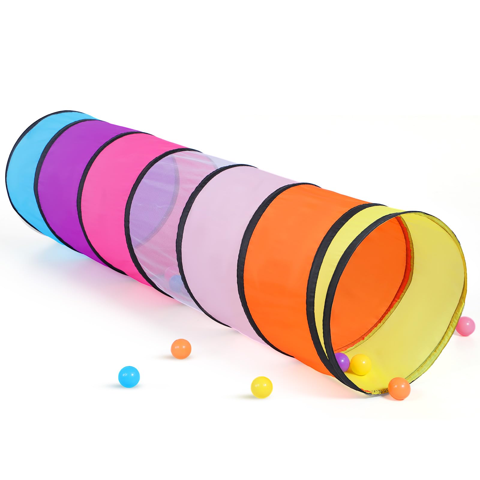 Kids Play Tunnel for Toddlers, 6 Foot Pop Up Crawl Through Tunnel Play Tent for Baby Infant Children or Dog with 2 Mesh Sides, Kids Tunnel Toys or Gift Indoor & Outdoor (Classic Crawling Tunnel)