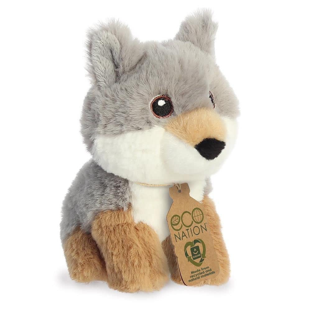 Aurora, 35077, Eco Nation Mini Wolf, 5In, Soft Toy, Multi-Coloured