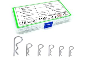 Cotter Pins,Hincell 7Sizes100Pcs 304 Stainless Steel Cotter Pin Hairpin Assortment Kit R Cotter Pins Clips Hair Clip Hitch Pin Clips Fastener Set for Automotive Marine Tractors Mower Carts