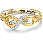DAOCHONG 18K Gold Plated Infinity Ring 925 Sterling Silver Rings Infinite love Promise Ring for Women Ladies Dainty Eternity Promise Wedding Bands Engagement Anniversary Jewelry Gifts for Her