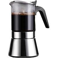 SIXAQUAE Induction Moka Pot, Crystal Glass-top & Stainless Steel Stovetop Espresso Maker,Classic Italian coffee maker…