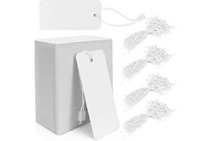 Sekonow 400pcs White Gift Tags with String, Large Price Tags Clothing Tags Blank Kraft Paper Hang Tags for Clothes Sale Chris