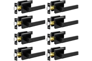 KAMOTA Privacy Door Levers, 8 Pack Matte Black Door Handles Bed and Bath Door Locks Interior Keyless Locksets, Left and Right Hand Reversible