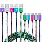 Type C Charger Cable, Sixsim 5 Pack 6ft Nylon Braided USB C Charger Cable for Google ChromeBook Pixel, Nexus 6P 5X, LG V30 V20 G6, New Macbook, Samsung S8, Note 8, ZTE ZMax Pro and More