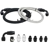 PQY 6AN Power Steering Hose Kit Compatible with Chevy C10 LS Swap GM Type 2 | High/Low Pressure Return Lines with AN Fittings;for C10 Connects GM Type II Power Steering Pump