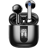 JBES Bluetooth Earbuds Wireless Headphones, 60H Deep Bass Ear Buds with 4 Noise Cancelling Microphone, IP5 Waterproof Earphones for iPhone Android Sports audifonos Bluetooth inalambricos (Obsidian)