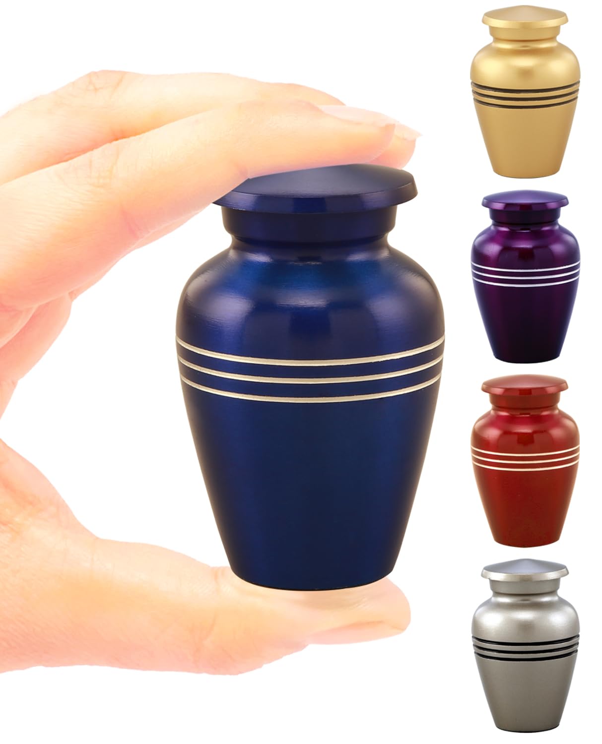 Mini Keepsake Urn for Ashes - Small Cobalt Blue Cremation Urn - Decorative Memorial Token Urn for Human & Pet Ashes - Compact Ash Holder for Women, Men, & Adults - With Velvet Bag