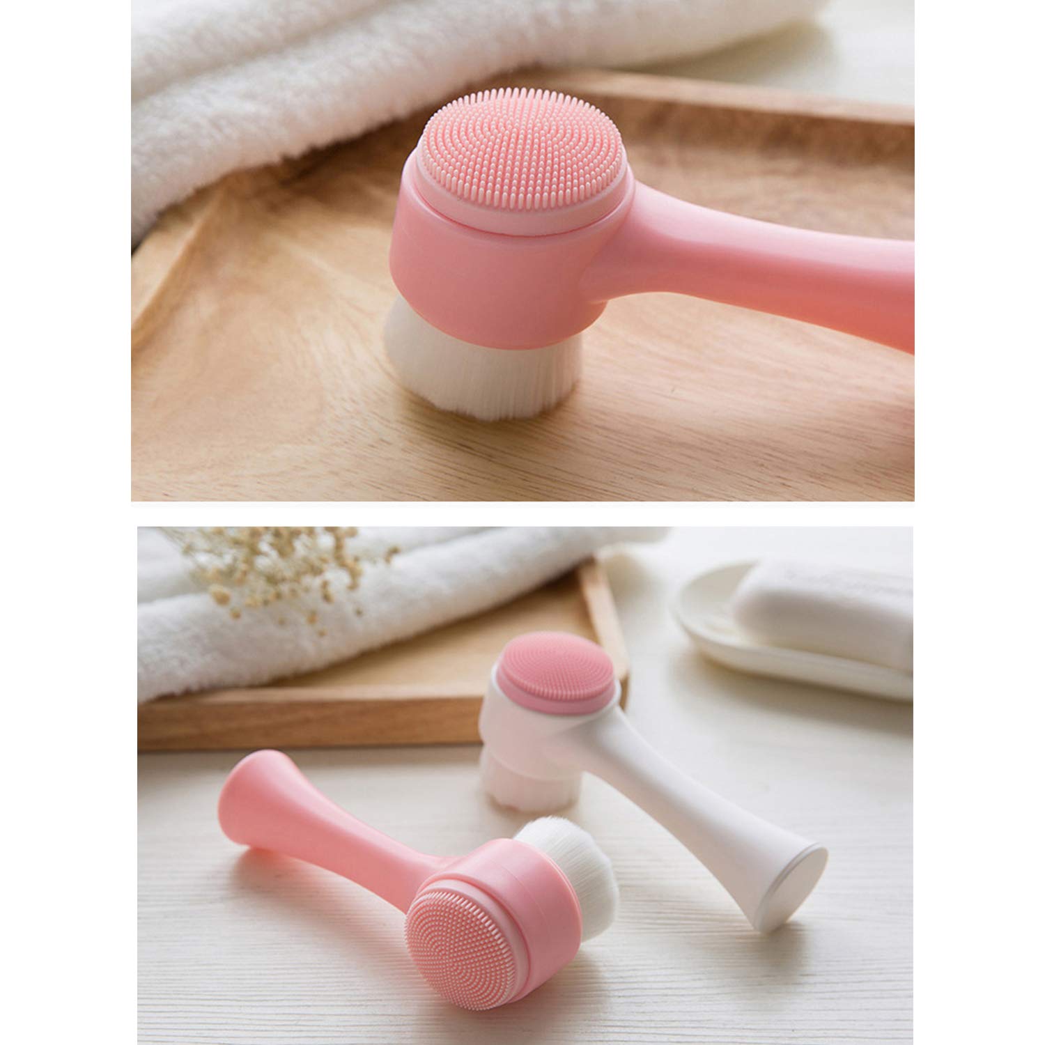 Double Sided Facial Brush Manual Face Cleansing Brush Silicone Brush: Beauty