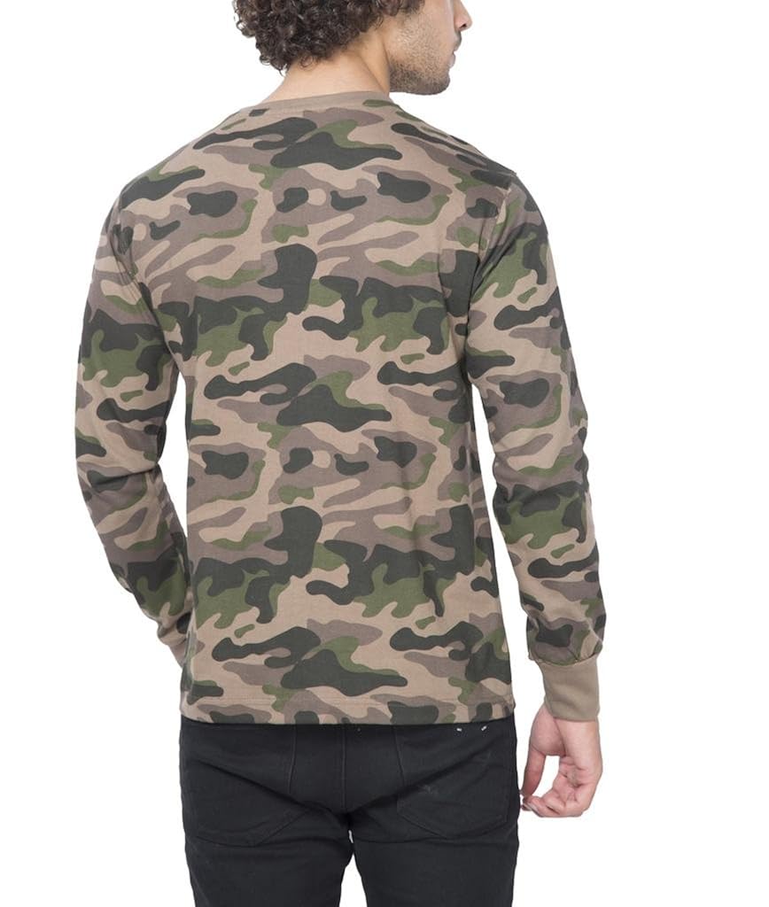 clifton men's army full sleeve r-neck t-shirt-walnut