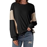 Dokotoo Oversized Crewneck Sweatshirt for Women Long Sleeve Soft Knit Tops Striped Contrast Tunic Shirts Fall Winter Clothes