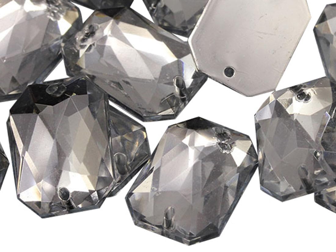 Allstarco 18x13mm Crystal Clear CH38 Flat Back Octagon Sew On Beads for Crafts Plastic Acrylic Rhinestones with Holes for Sewing, Clothing Embelishments, Costume Cosplays 50 Pieces — image 1