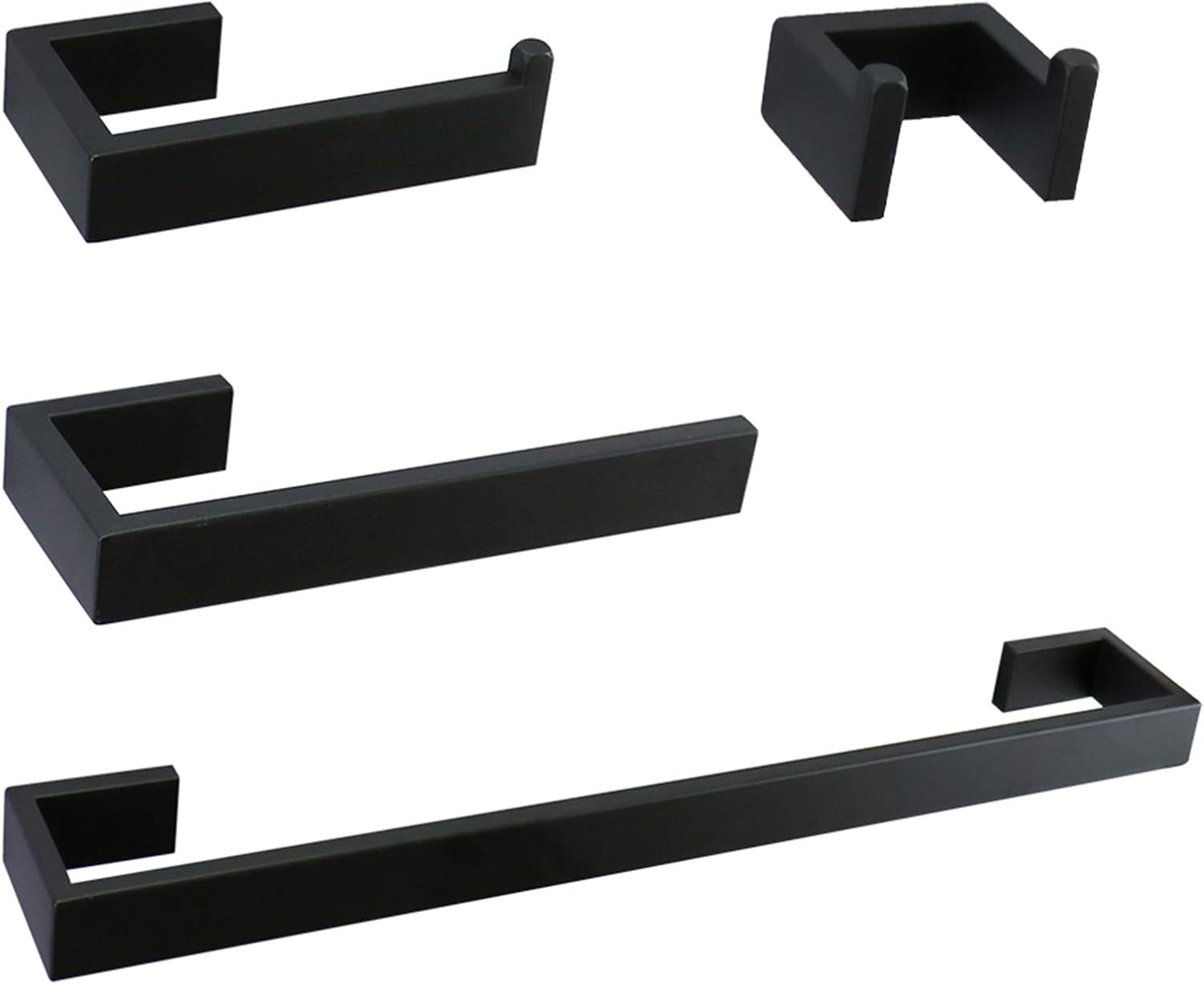 4-Pieces Bathroom Accessories Set Stainless Steel Towel Bar Set Includes 24" Bath Towel Bar & Hand Towel Rack & Toilet Paper Holder & Robe Towel Hooks (Matte Black, 24 inches): Home & Kitchen