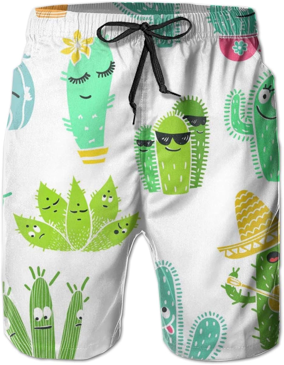 Amazon Co Jp サボテンキャラクターの面白いシームレスパターン 水着 メンズ おしゃれ サーフパンツ 海パン 人気 スイムパンツ ボーダー 短パン ビーチパンツ サーフトランクス ゴムウェスト 水陸両用 旅行 速乾 大きいサイズ 大きめ 服 ファッション小物