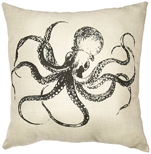 OLIA DESIGN NBVC51 OliaDesign Octopus Cotton Linen Square Decorative Throw Pillow Case Cushion Cover About 17.3 17.3 Inch(44CM 44CM)