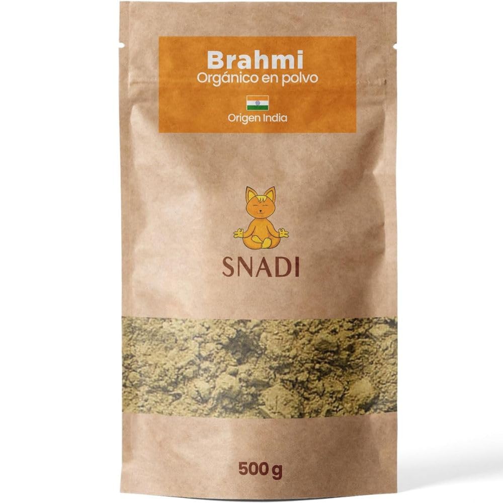Snadi - Organic Brahmi Powder 100%, 500g | Authentic from India | For DIY Cosmetics | Doypack Pouch | Ghassoul Clay, Vegetable Capsules, Bacopa Monnieri