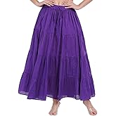 Wevez Women’s Boho Flowy Maxi Skirt – White, Flared Ruffle A-Line, Elastic Waist Long Summer Spring Skirt