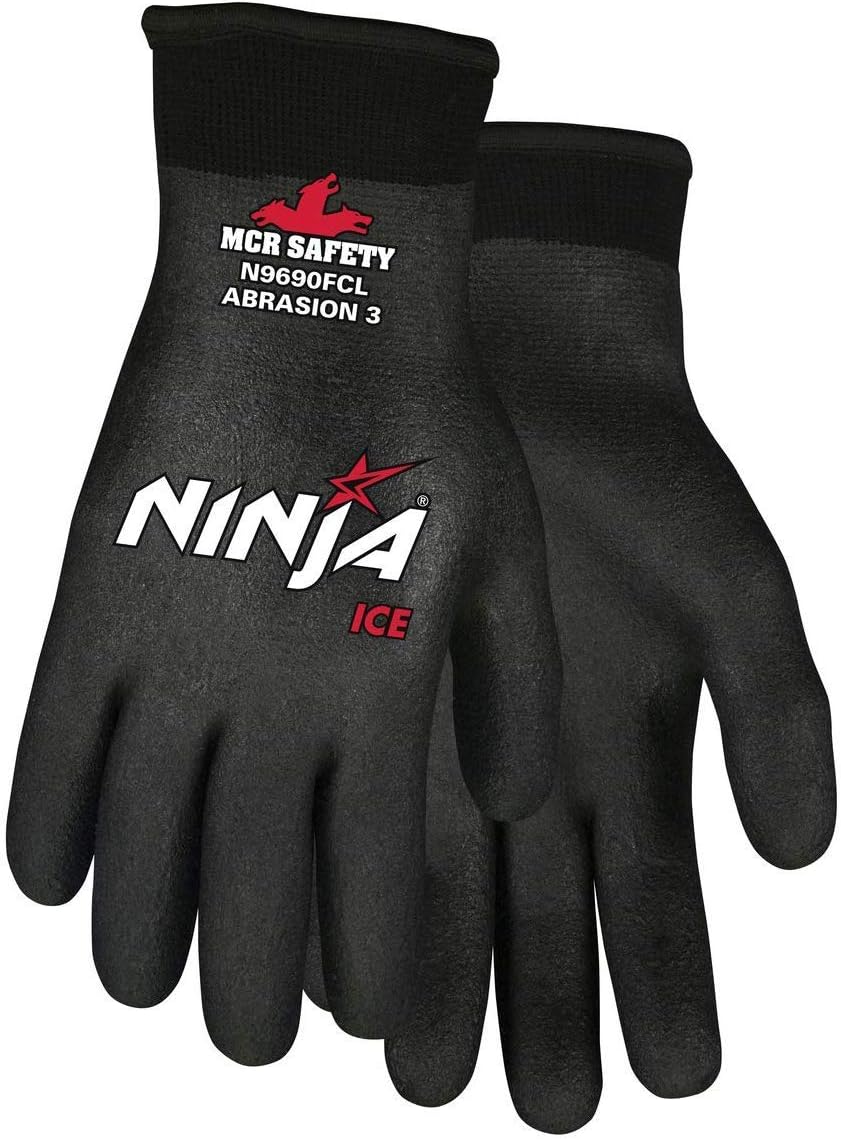 1 Pair Memphis Glove N9690FCXL Ninja Ice FC Nylon Back Double Layer Gloves with Full Dipped HPT Coating, Black, X-Large, 1-Pair