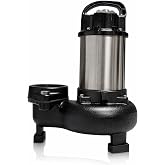 Piranha 10,500 GPH Submersible Pond Pump w/ 20' Cord | Direct drive motor, upright space-saving design, passes 1.25" solids, heat-overload protection, fish-safe