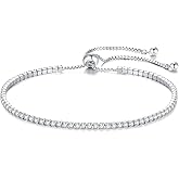 Ferkerylu 14K Gold Plated Tennis Bracelets for Women, 2mm Cubic Zirconia Classic Diamond Tennis Bracelets for Women, Jewelry Gift for Women Mom Her, Adjustable Slider, 9.4 Inch