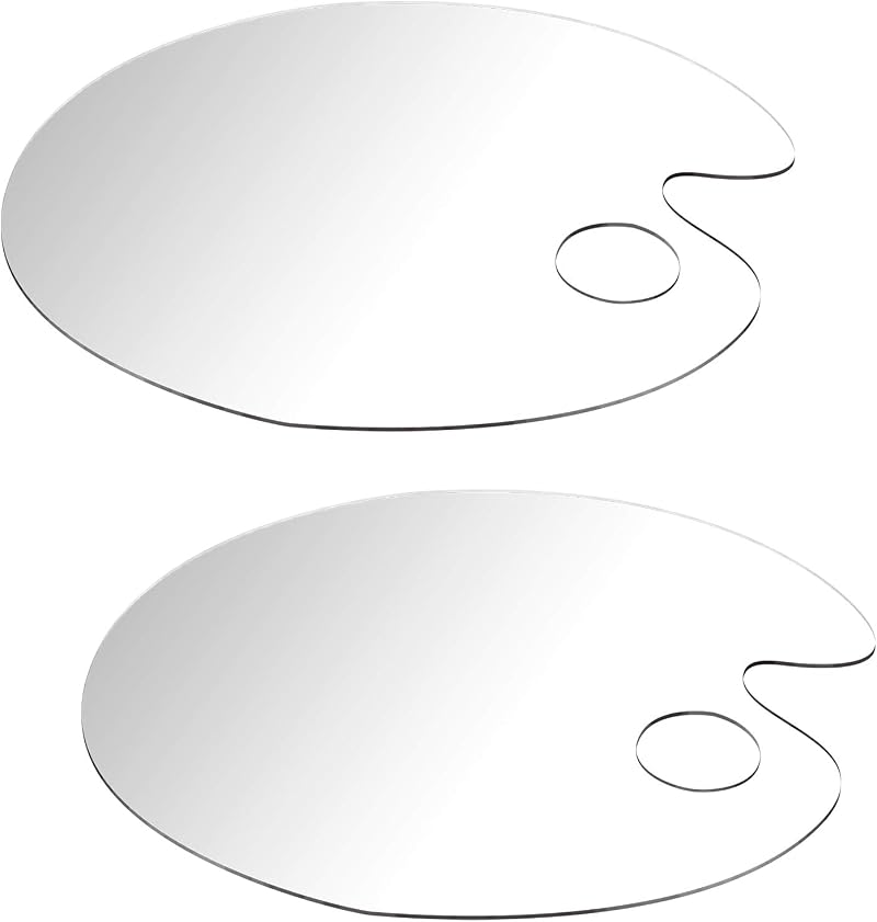 Zngou 2Pcs Clear Acrylic Paint Palette Oval 25 x 15 cm Non-Stick
