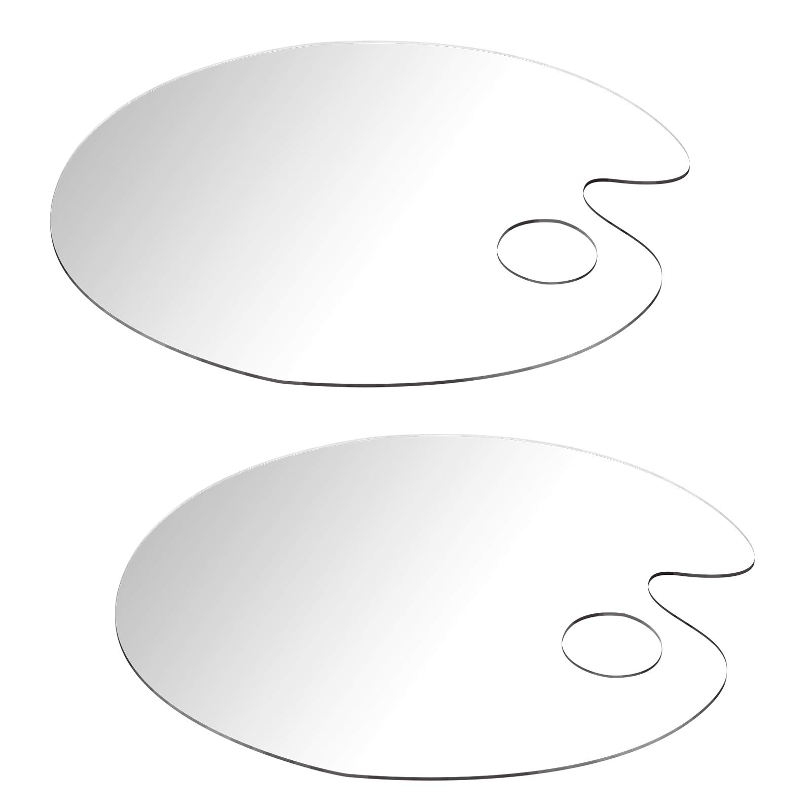 2PCS Clear Acrylic Paint Palette, Non-Stick Oil Paint Palette Oval Shaped Artist Mixing Palette Art Paint Tray Palettes with Protective Film for DIY Art Craft Painting (25 x 15 cm)